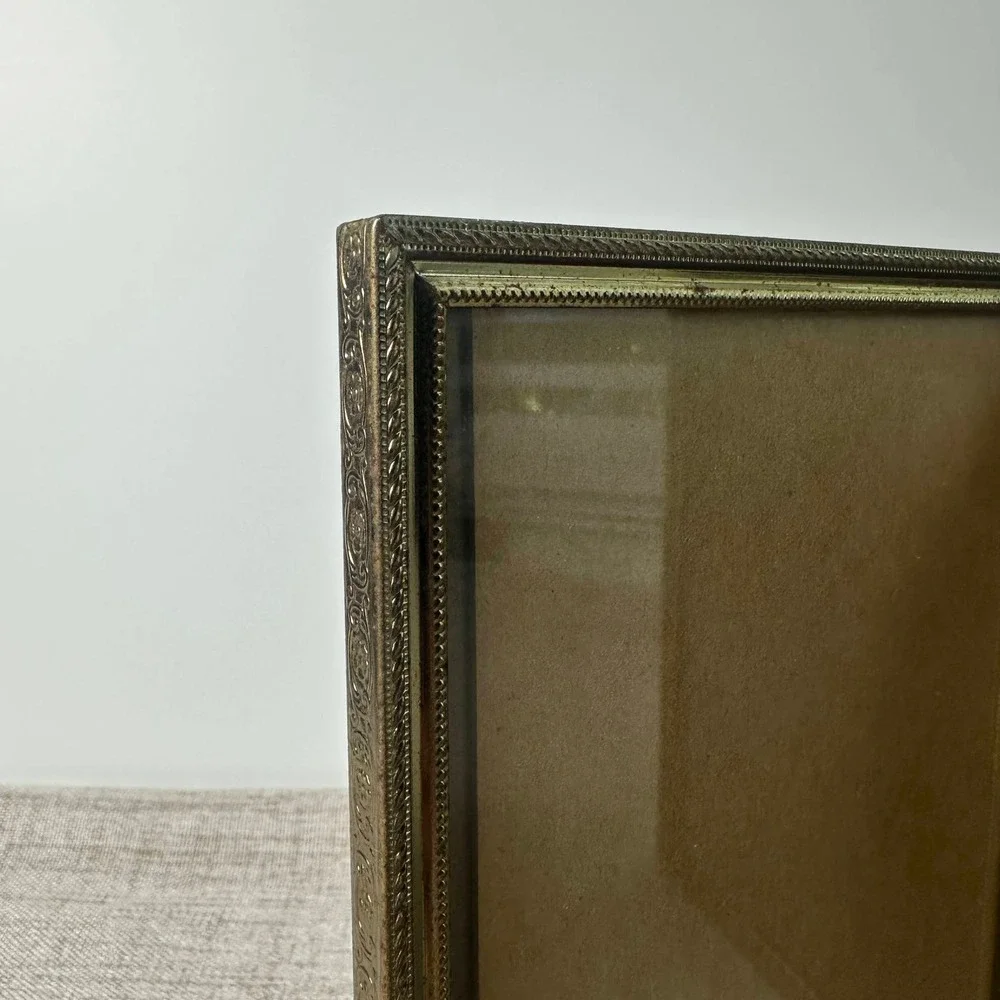 Vintage Brass Tone Double Picture Frame 5x7 | Ornate Hinged Folding Metal Frame